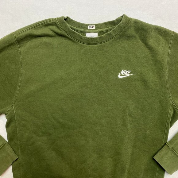 VintageN ike Sweatshirt Men's S Army Green Swoosh Pullover Crewneck Y2K - Picture 1 of 13